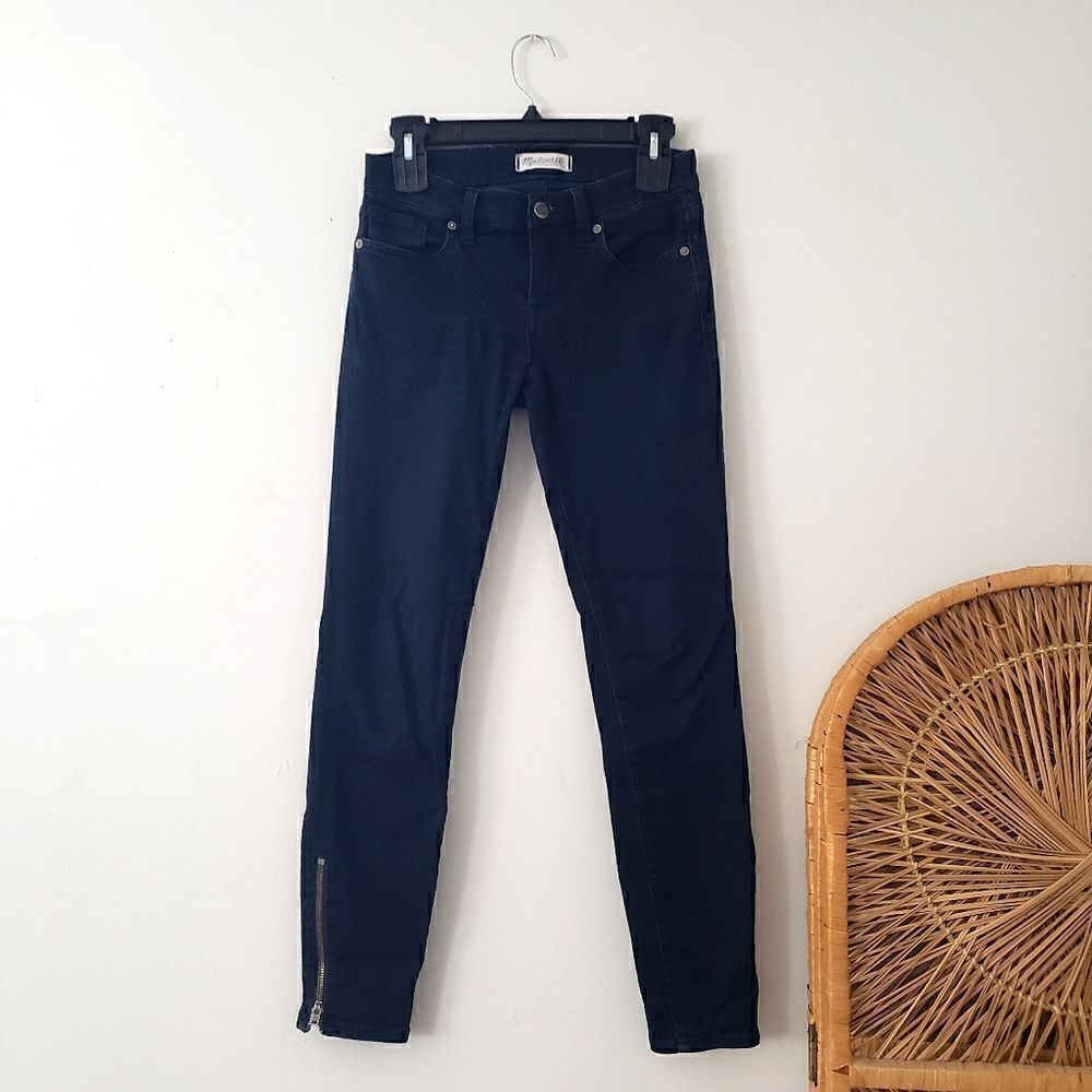 Madewell Skinny Skinny Dark Wash Jeans Low Rise Ankle Zips 25